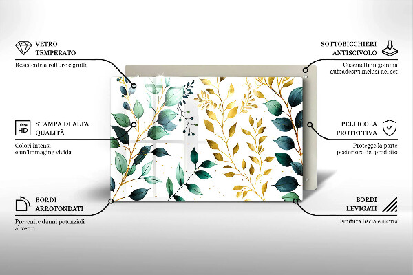 Osłona na płytę indukcyjną Zielone i złote liście