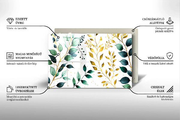 Osłona na płytę indukcyjną Zielone i złote liście