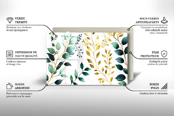 Osłona na płytę indukcyjną Zielone i złote liście