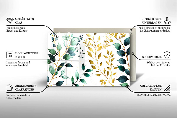 Osłona na płytę indukcyjną Zielone i złote liście