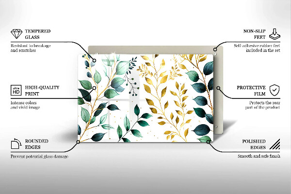 Osłona na płytę indukcyjną Zielone i złote liście