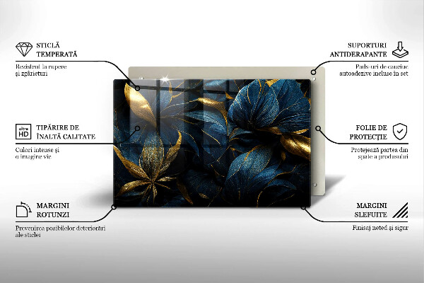 Osłona na płytę indukcyjną Ozdobne liście ze złotem