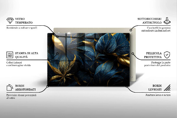 Osłona na płytę indukcyjną Ozdobne liście ze złotem