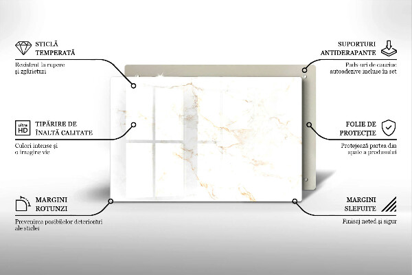 Osłona na płytę indukcyjną Elegancki kamień marmur