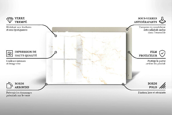 Osłona na płytę indukcyjną Elegancki kamień marmur