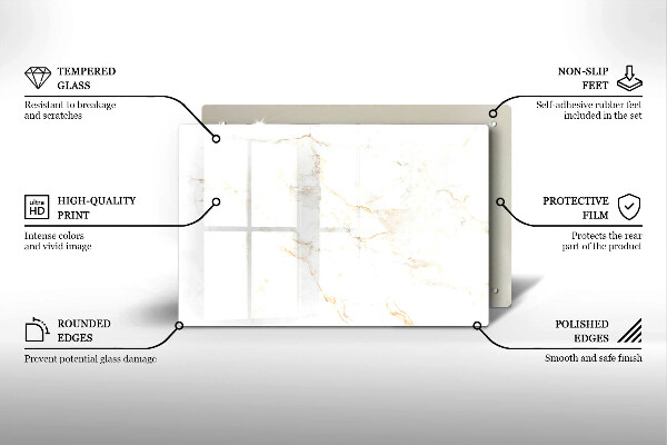 Osłona na płytę indukcyjną Elegancki kamień marmur