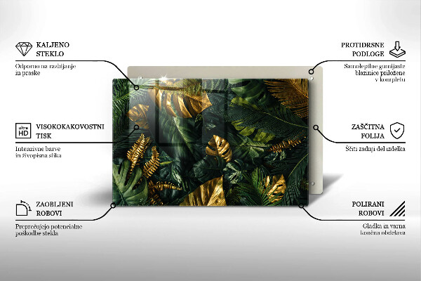 Osłona na płytę indukcyjną Złote liście monstery