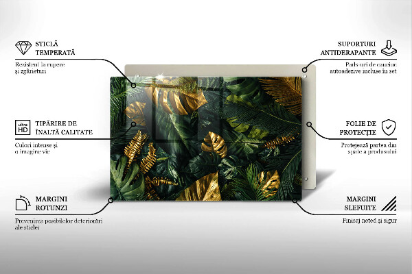 Osłona na płytę indukcyjną Złote liście monstery