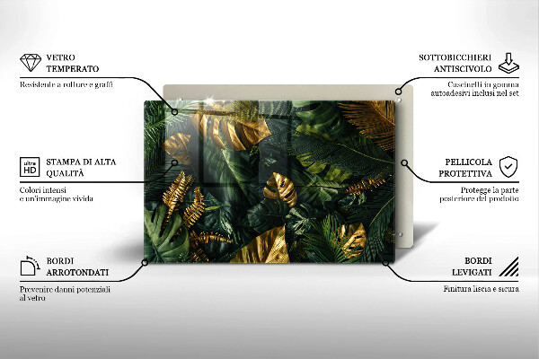 Osłona na płytę indukcyjną Złote liście monstery