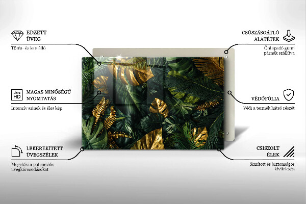 Osłona na płytę indukcyjną Złote liście monstery