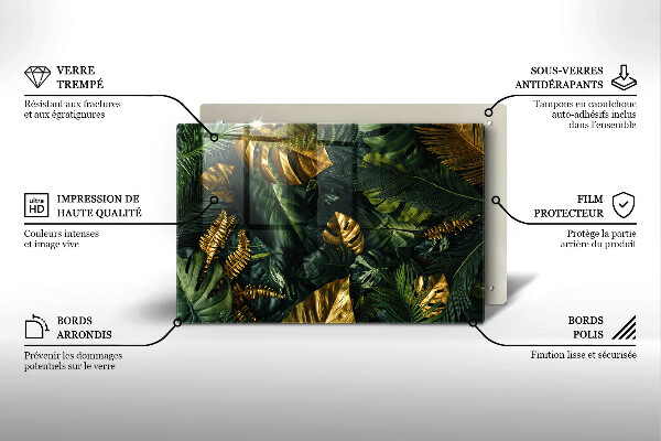 Osłona na płytę indukcyjną Złote liście monstery