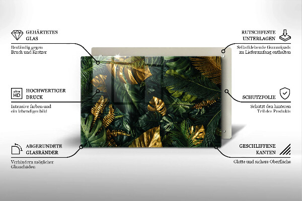 Osłona na płytę indukcyjną Złote liście monstery