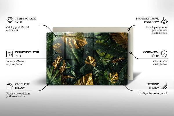 Osłona na płytę indukcyjną Złote liście monstery