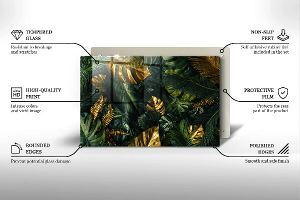 Osłona na płytę indukcyjną Złote liście monstery