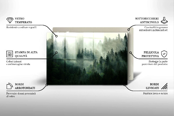 Osłona na płytę indukcyjną Pejzaż zamglony las
