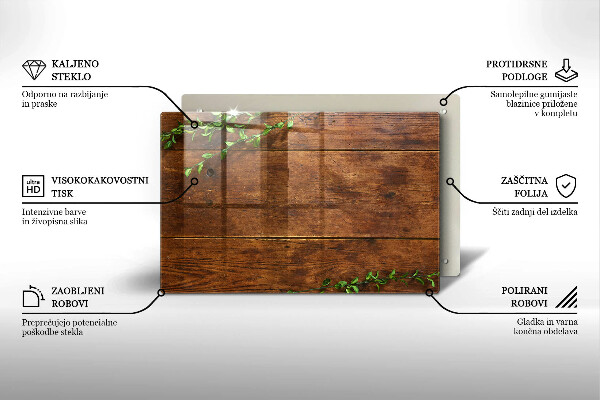Osłona na płytę indukcyjną Drewniane deski i liście