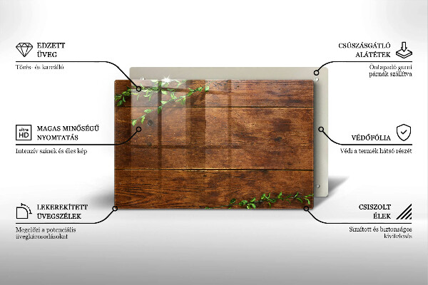 Osłona na płytę indukcyjną Drewniane deski i liście