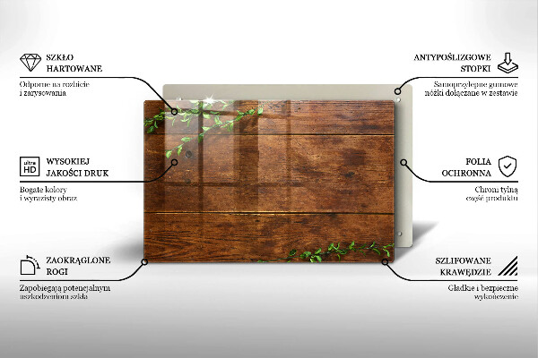 Osłona na płytę indukcyjną Drewniane deski i liście