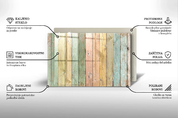 Osłona na płytę indukcyjną Kolorowe deski vintage