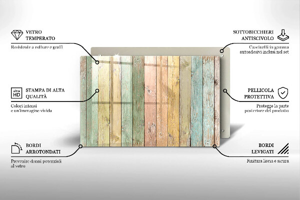 Osłona na płytę indukcyjną Kolorowe deski vintage