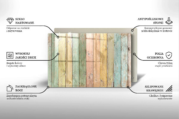 Osłona na płytę indukcyjną Kolorowe deski vintage