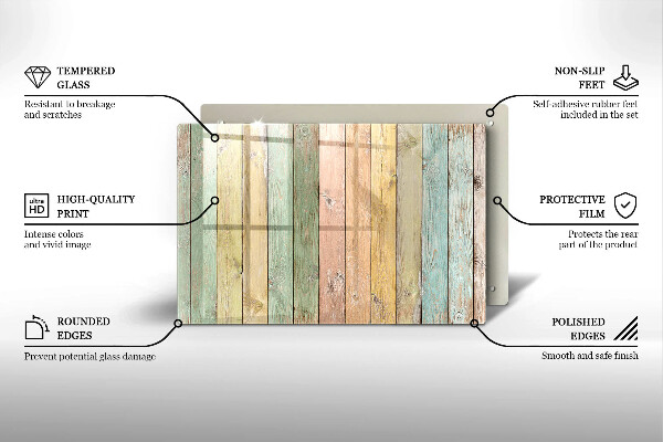 Osłona na płytę indukcyjną Kolorowe deski vintage