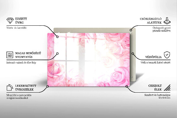 Osłona na płytę indukcyjną Tło delikatne róże