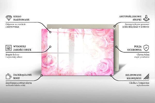 Osłona na płytę indukcyjną Tło delikatne róże