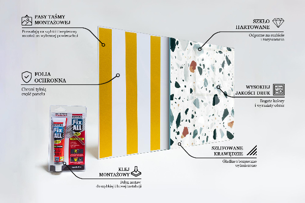 Szkło do kuchni na ścianę Kwarc Szary Tekstura Terrazzo