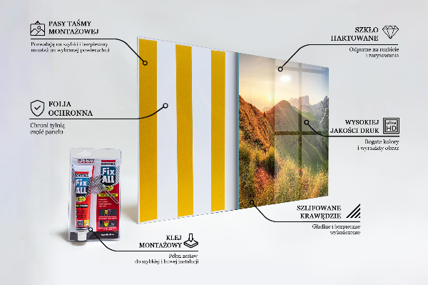 Panel szklany do kuchni Górska Polana Wschód Słońca