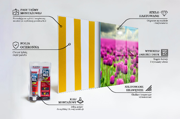 Panel szklany do kuchni Pole Różowych Tulipanów Łąka