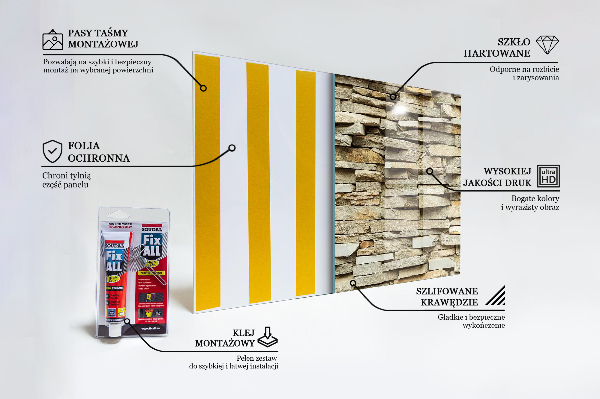 Szkło do kuchni na ścianę Naturalne Cegły
