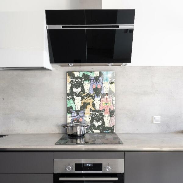 Panel szklany do kuchni Kot Hipster Zabawna Ilustracja