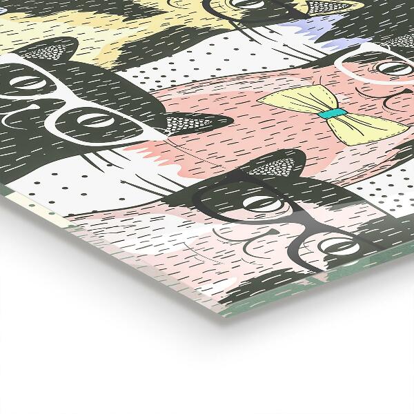 Panel szklany do kuchni Kot Hipster Zabawna Ilustracja