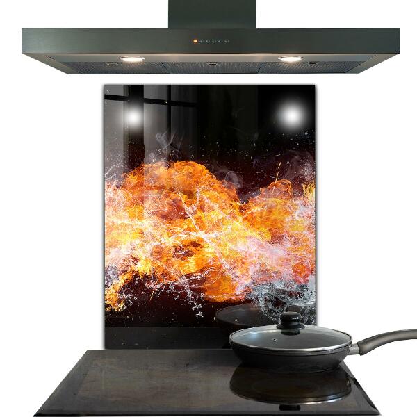 Panel szklany do kuchni Walka żywiołów Ogień Woda