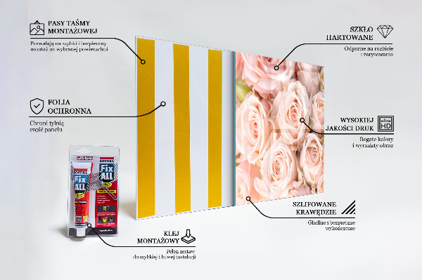 Szklany panel do kuchni Bukiet Delikatnych Róż