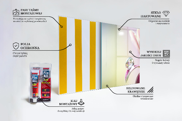 Panel szklany do kuchni Kwiat z Kroplą Rosy Poranek