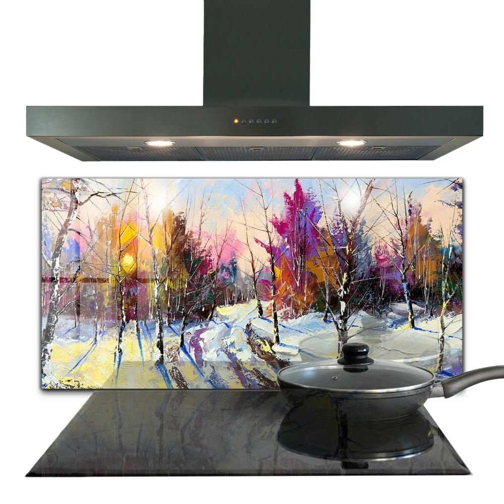 Panel szklany do kuchni Zimowy Park Malarstwo Akrylowe