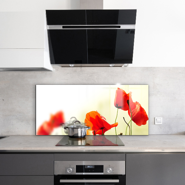 Szklany panel do kuchni Polna Łąka z Czerwonymi Makami