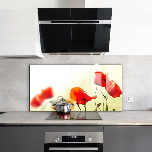 Szklany panel do kuchni Polna Łąka z Czerwonymi Makami