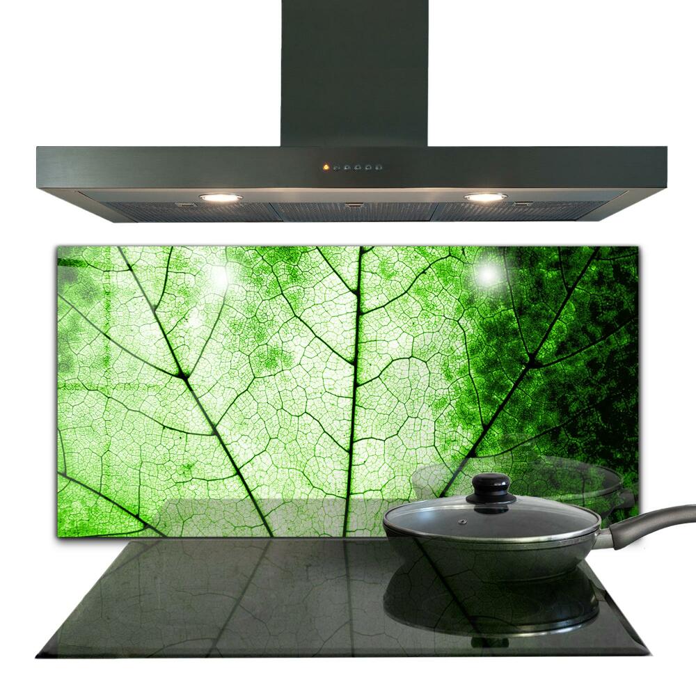 Szklany panel do kuchni Tekstura Zielonego Liścia