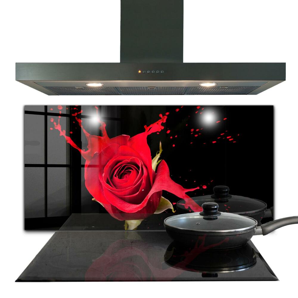 Szklany panel do kuchni Czerwona Róża Abstrakcja