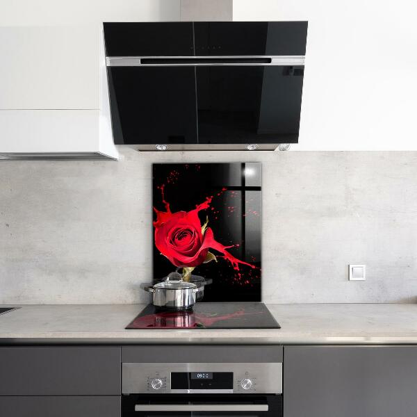 Szklany panel do kuchni Czerwona Róża Abstrakcja