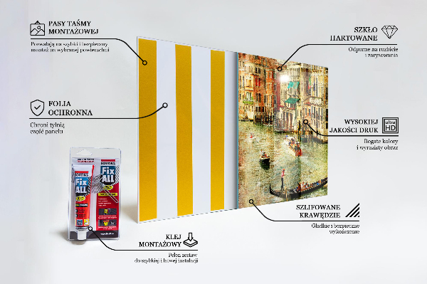 Panel szklany do kuchni Włochy Wenecja Vintage Obraz