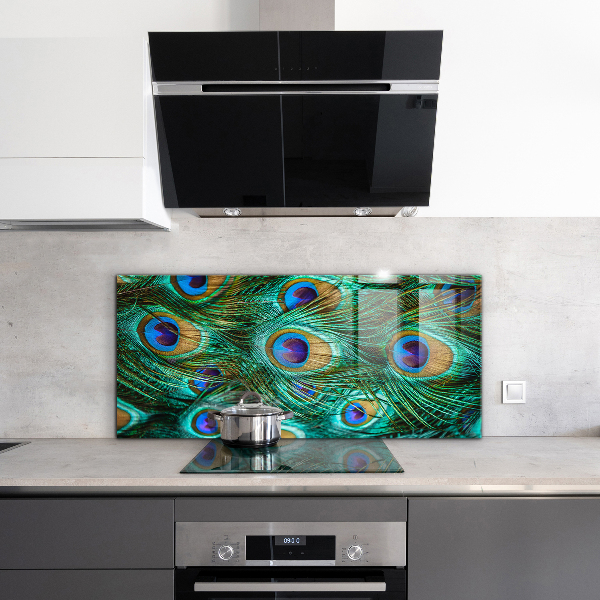Szkło do kuchni na ścianę Pawie Pióra Piękna Natura