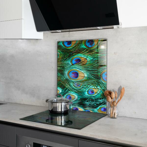 Szkło do kuchni na ścianę Pawie Pióra Piękna Natura