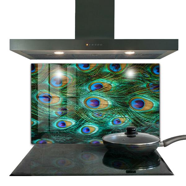 Szkło do kuchni na ścianę Pawie Pióra Piękna Natura