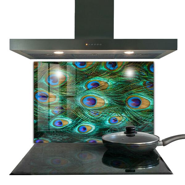 Szkło do kuchni na ścianę Pawie Pióra Piękna Natura