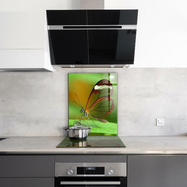 Panel szklany do kuchni Motyl na Liściu