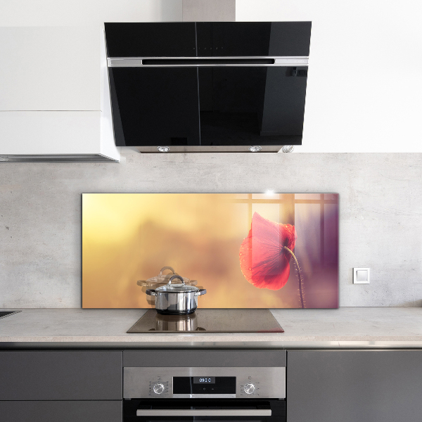 Szklany panel do kuchni Vintage Mak Roślina